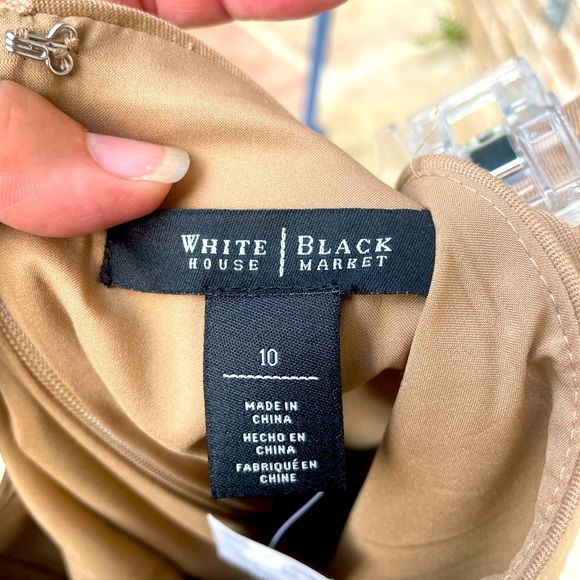 White House Black Market, Tan with Gold Design, Pencil Skirt, Size 10 - Picture 3 of 4